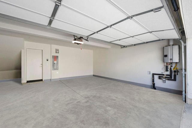 35180 Grove Trl, Fallbrook, CA 92028 - garage with a garage door opener, electric panel, tankless water heater, and baseboards