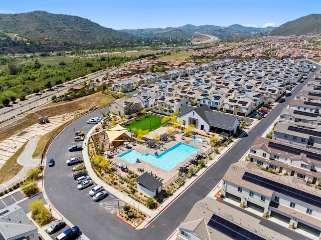 35180 Grove Trl, Fallbrook, CA 92028 - aerial view of residential area with a mountainous background and a pool area