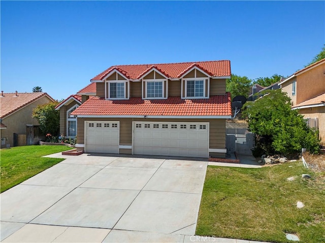 3314 Sandstone Ct, Palmdale, CA 93551 - traditional-style home featuring a tile roof, driveway, and a garage