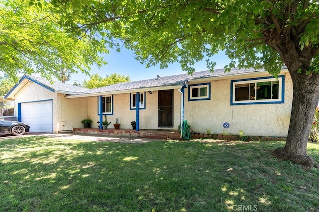 1524 Keko St, Oroville, CA 95965 - ranch-style house with an attached garage, a front yard, and stucco siding