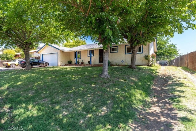 1524 Keko St, Oroville, CA 95965 - ranch-style house with an attached garage, dirt driveway, and stucco siding