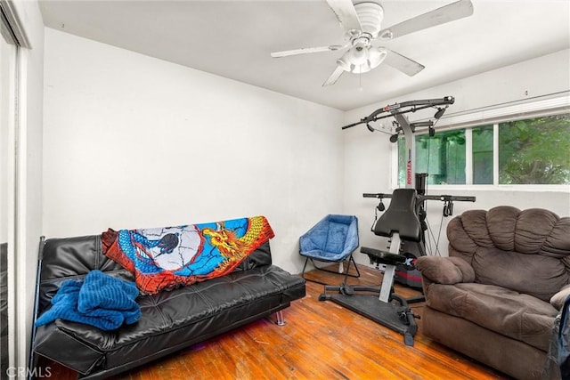 1524 Keko St, Oroville, CA 95965 - workout area featuring wood finished floors and a ceiling fan