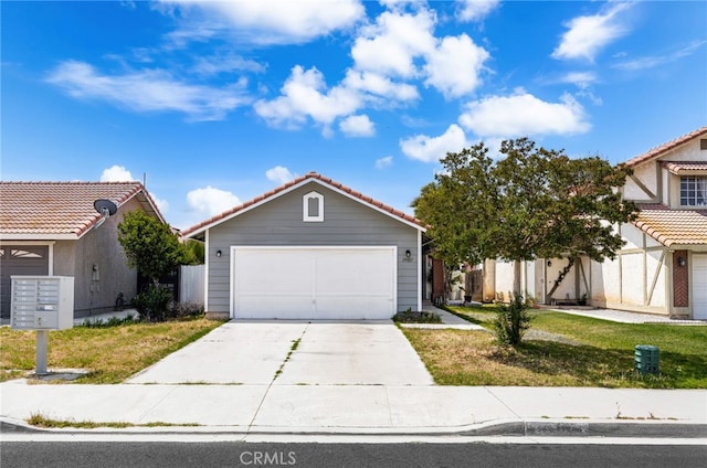 24457 Liolios Way, Moreno Valley, CA 92551 - view of front of house with a tile roof, concrete driveway, and a front lawn