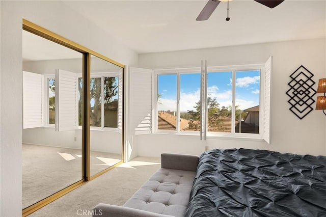 2365 Sommerset Dr, Brea, CA 92821 - carpeted bedroom with ceiling fan and a closet
