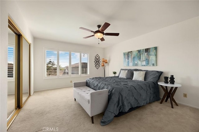 2365 Sommerset Dr, Brea, CA 92821 - bedroom with light colored carpet, baseboards, a ceiling fan, and a closet