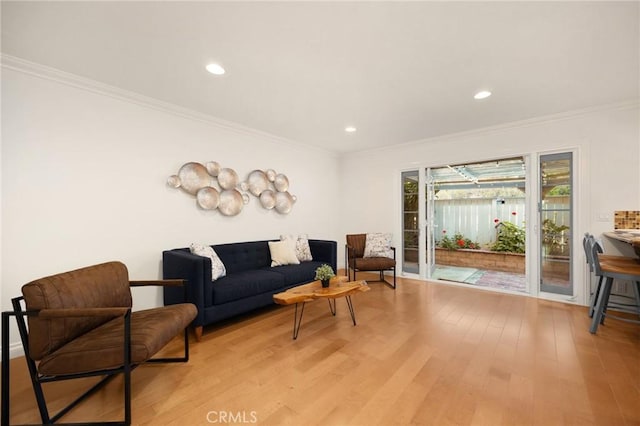 2365 Sommerset Dr, Brea, CA 92821 - living room featuring crown molding, light wood-style floors, and recessed lighting