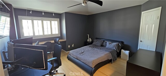 27324 Chesterfield Dr, Valencia, CA 91354 - bedroom with light wood-style flooring, multiple windows, and a ceiling fan