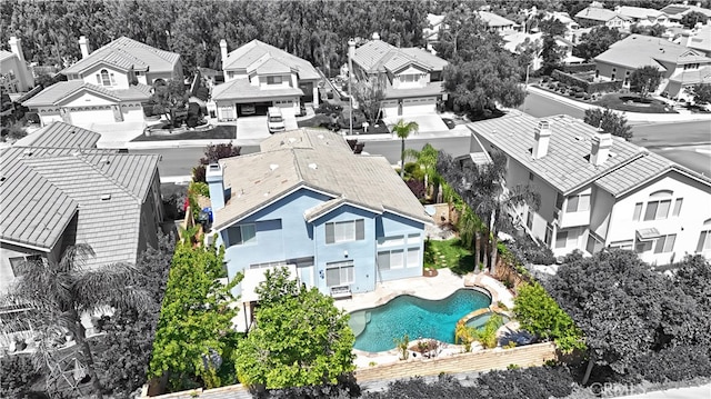 27324 Chesterfield Dr, Valencia, CA 91354 - aerial perspective of suburban area with a pool area