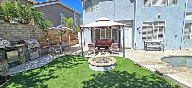 27324 Chesterfield Dr, Valencia, CA 91354 - view of patio / terrace with a gazebo and a fire pit