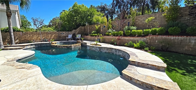27324 Chesterfield Dr, Valencia, CA 91354 - view of pool with a fenced backyard and a pool with connected hot tub
