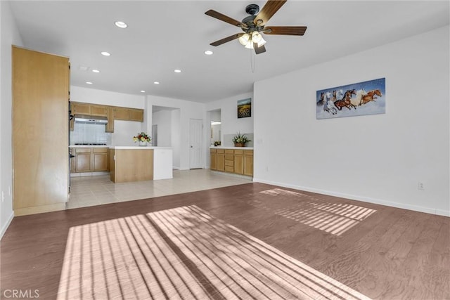 62 Rio Grande St, Fillmore, CA 93015 - unfurnished living room with recessed lighting, ceiling fan, light wood-type flooring, and baseboards