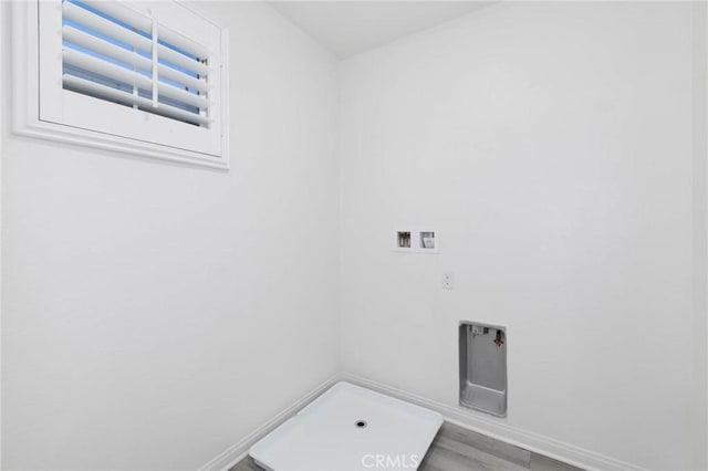 7453 Jersey St, Chino, CA 91708 - laundry area featuring washer hookup, baseboards, and wood finished floors