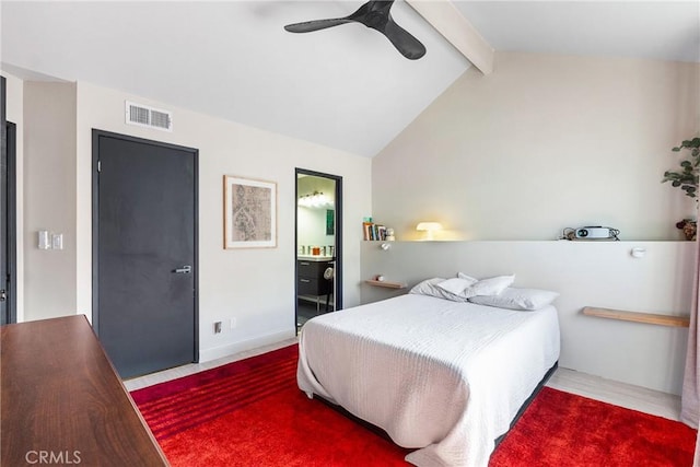 26873 Claudette St Unit 112, Canyon Country, CA 91351 - bedroom with ceiling fan and connected bathroom