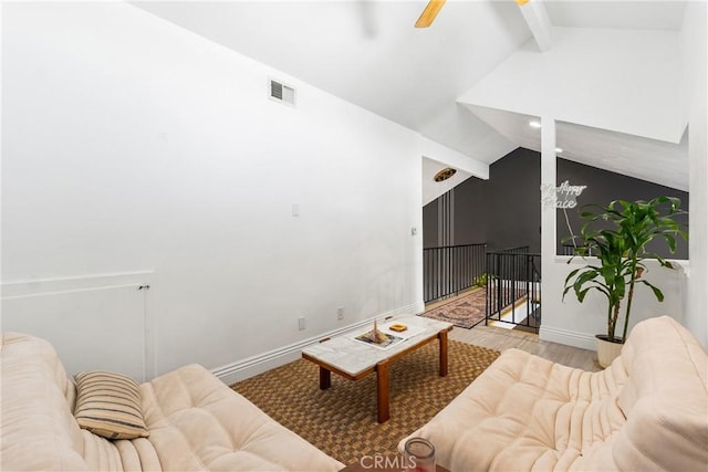 26873 Claudette St Unit 112, Canyon Country, CA 91351 - living room with wood finished floors, baseboards, a ceiling fan, and recessed lighting