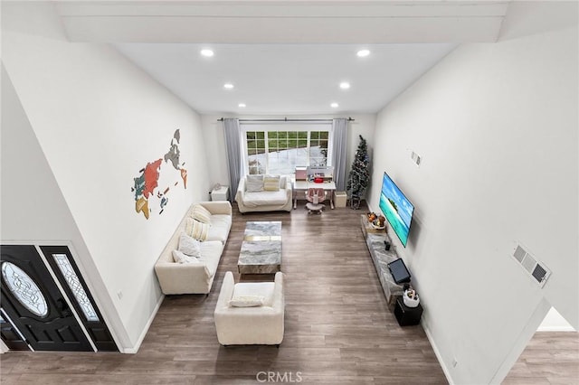 19519 Greenwillow Ln, Rowland Heights, CA 91748 - living area with wood finished floors, recessed lighting, and baseboards
