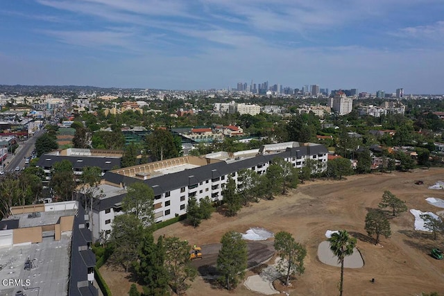 631 Wilcox Ave Unit 2E, Los Angeles, CA 90004 - aerial view of property and surrounding area featuring city skyline