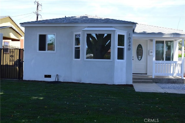 10340 San Anselmo Ave, South Gate, CA 90280 - bungalow with a front lawn, stucco siding, roof with shingles, and crawl space
