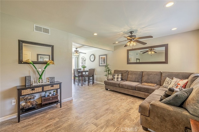 44156 30th St W, Lancaster, CA 93536 - living area with ceiling fan, wood finished floors, baseboards, and recessed lighting