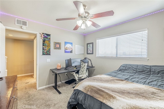 44156 30th St W, Lancaster, CA 93536 - bedroom with light colored carpet, baseboards, and ceiling fan