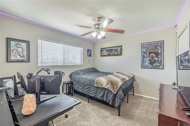 44156 30th St W, Lancaster, CA 93536 - bedroom featuring an office area, carpet floors, baseboards, and a ceiling fan