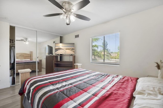 1450 Melrose Ave Unit 25, Chula Vista, CA 91911 - bedroom featuring a closet, wood finished floors, and a ceiling fan