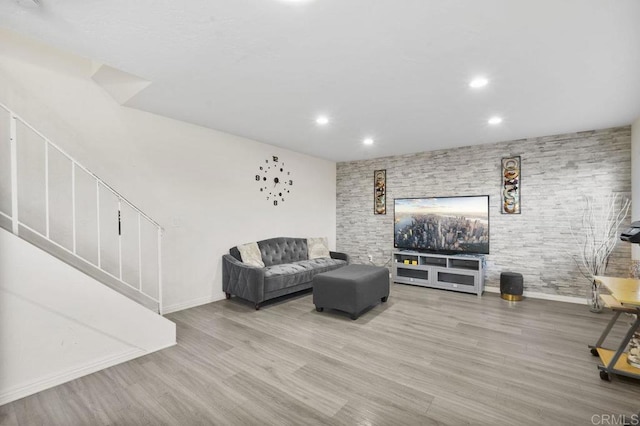 1450 Melrose Ave Unit 25, Chula Vista, CA 91911 - living area featuring baseboards, wood finished floors, recessed lighting, and stairs