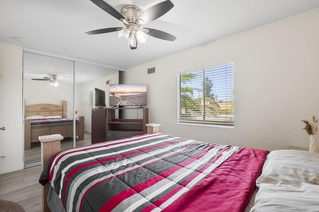 1450 Melrose Ave Unit 25, Chula Vista, CA 91911 - bedroom featuring wood finished floors, a ceiling fan, and a closet