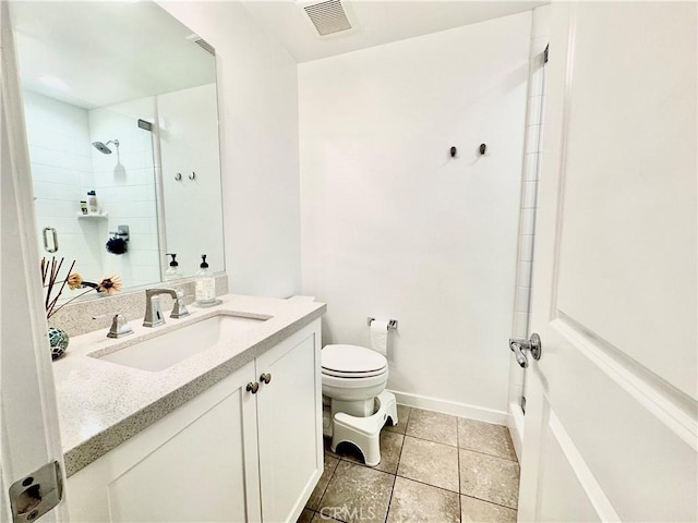 403 Aura Dr, Costa Mesa, CA 92626 - full bath with vanity, toilet, tile patterned floors, baseboards, and a shower