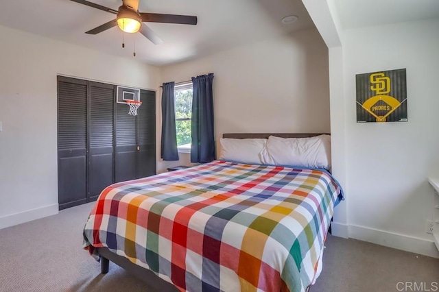 10509 Challenge Blvd, La Mesa, CA 91941 - carpeted bedroom with baseboards, a ceiling fan, and a closet