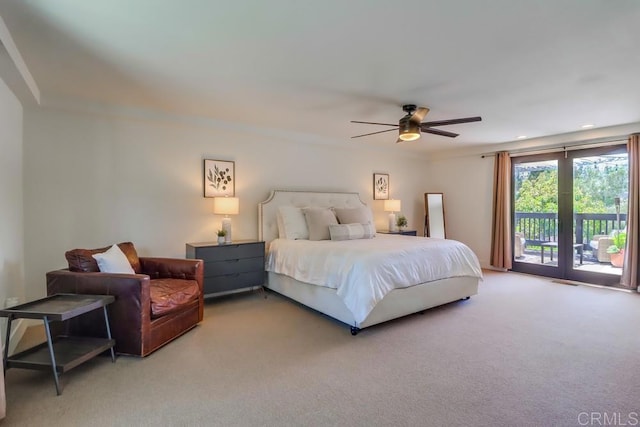 10509 Challenge Blvd, La Mesa, CA 91941 - bedroom with access to outside, carpet flooring, a ceiling fan, and recessed lighting