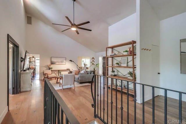 10509 Challenge Blvd, La Mesa, CA 91941 - hallway with high vaulted ceiling and wood finished floors