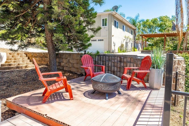1711 Alhudson Dr, Escondido, CA 92029 - view of patio featuring a fire pit and a wooden deck