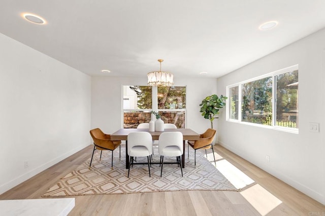 1711 Alhudson Dr, Escondido, CA 92029 - dining area with light wood finished floors, baseboards, a chandelier, and recessed lighting