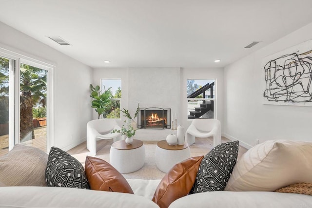 1711 Alhudson Dr, Escondido, CA 92029 - living area featuring plenty of natural light, baseboards, a large fireplace, and recessed lighting