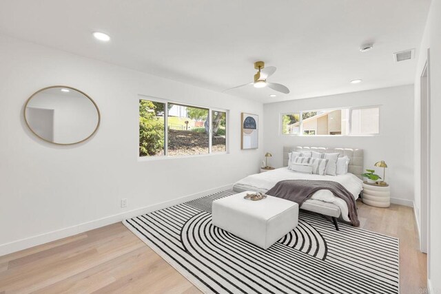 1711 Alhudson Dr, Escondido, CA 92029 - bedroom featuring baseboards, wood finished floors, recessed lighting, and ceiling fan