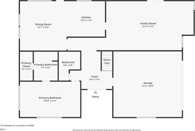 1711 Alhudson Dr, Escondido, CA 92029 - floor plan / room layout