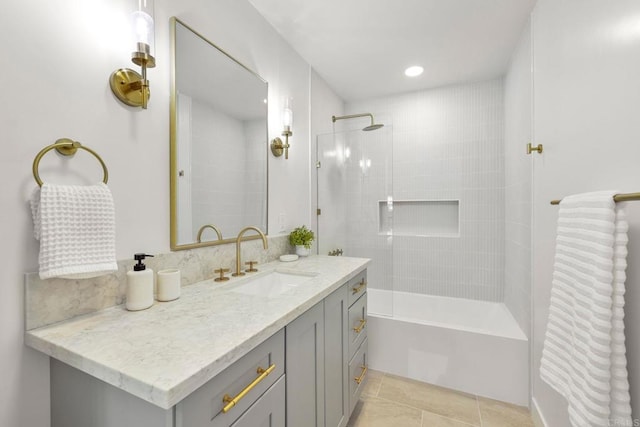 1711 Alhudson Dr, Escondido, CA 92029 - full bathroom featuring vanity, shower / bath combination, and tile patterned floors