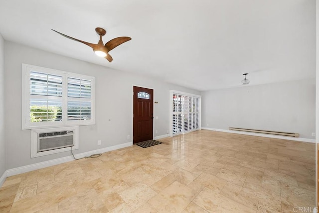 356 S Miraleste Dr Unit 327, San Pedro, CA 90732 - entrance foyer featuring a baseboard heating unit, a wall mounted air conditioner, plenty of natural light, and ceiling fan