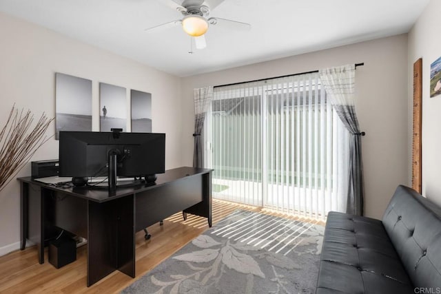 11171 Alejo Pl, San Diego, CA 92124 - office area with wood finished floors and ceiling fan