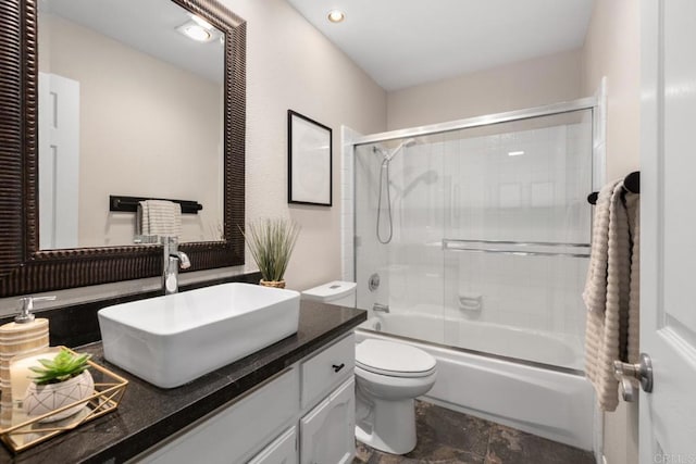 11171 Alejo Pl, San Diego, CA 92124 - full bath with toilet, vanity, combined bath / shower with glass door, and recessed lighting