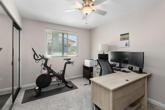11171 Alejo Pl, San Diego, CA 92124 - home office featuring baseboards, carpet floors, and ceiling fan