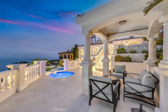 8 Saint Tropez, Laguna Niguel, CA 92677 - patio terrace at dusk with a patio area and an outdoor pool