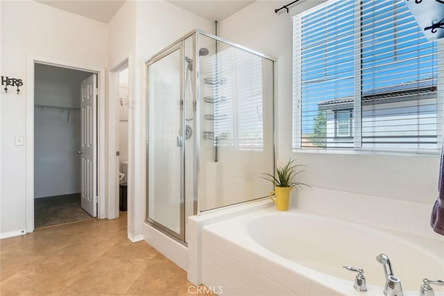 15190 Fox Ridge Dr, Fontana, CA 92336 - bathroom with a garden tub, a stall shower, plenty of natural light, and toilet