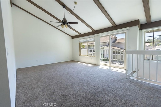 1903 W W Wind, Santa Ana, CA 92704 - unfurnished room featuring beamed ceiling, ceiling fan, carpet, and high vaulted ceiling