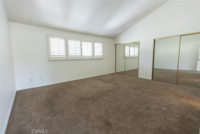 1903 W W Wind, Santa Ana, CA 92704 - unfurnished bedroom featuring multiple closets, lofted ceiling, carpet, and baseboards