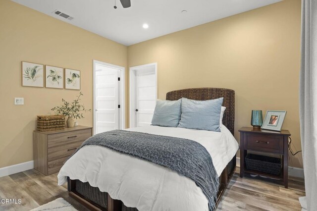 3236 Royal Oaks Dr Unit 5, Thousand Oaks, CA 91362 - bedroom featuring light wood-style floors, recessed lighting, and ceiling fan