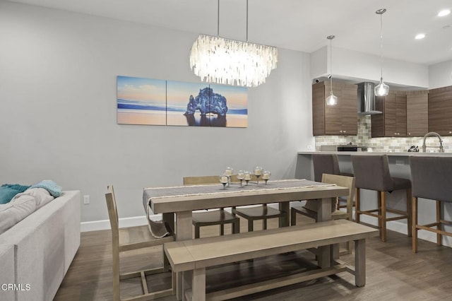 3236 Royal Oaks Dr Unit 5, Thousand Oaks, CA 91362 - dining area featuring wood finished floors, a chandelier, and recessed lighting