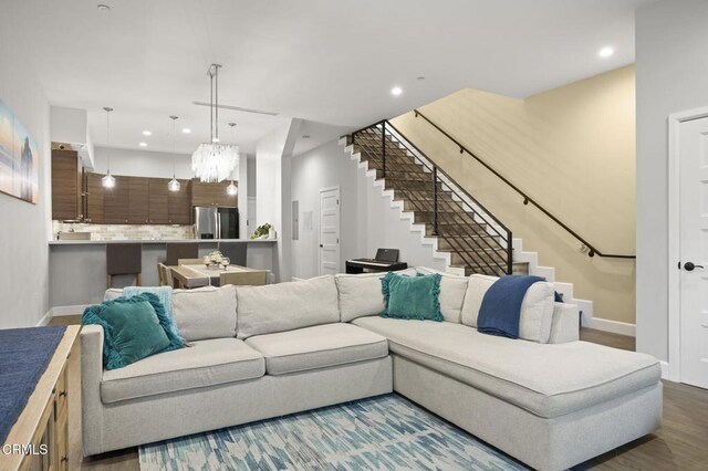 3236 Royal Oaks Dr Unit 5, Thousand Oaks, CA 91362 - living room with stairway, recessed lighting, and wood finished floors