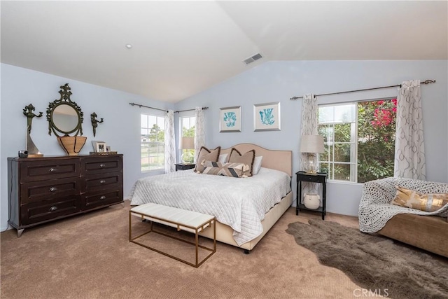 3667 Hawks Dr, Brea, CA 92823 - bedroom with lofted ceiling, multiple windows, and light carpet