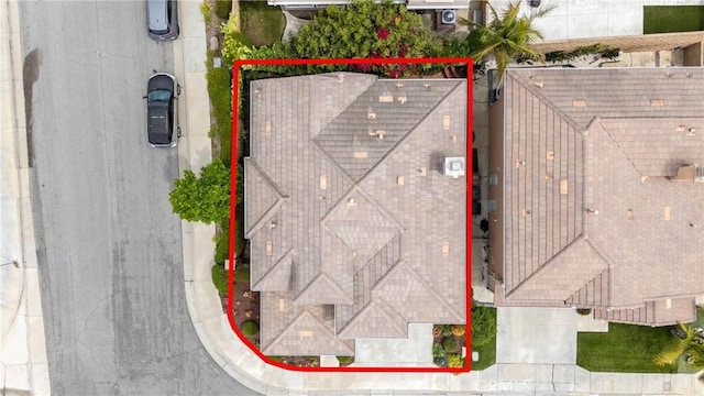 3667 Hawks Dr, Brea, CA 92823 - view from above of property featuring property parcel outlined